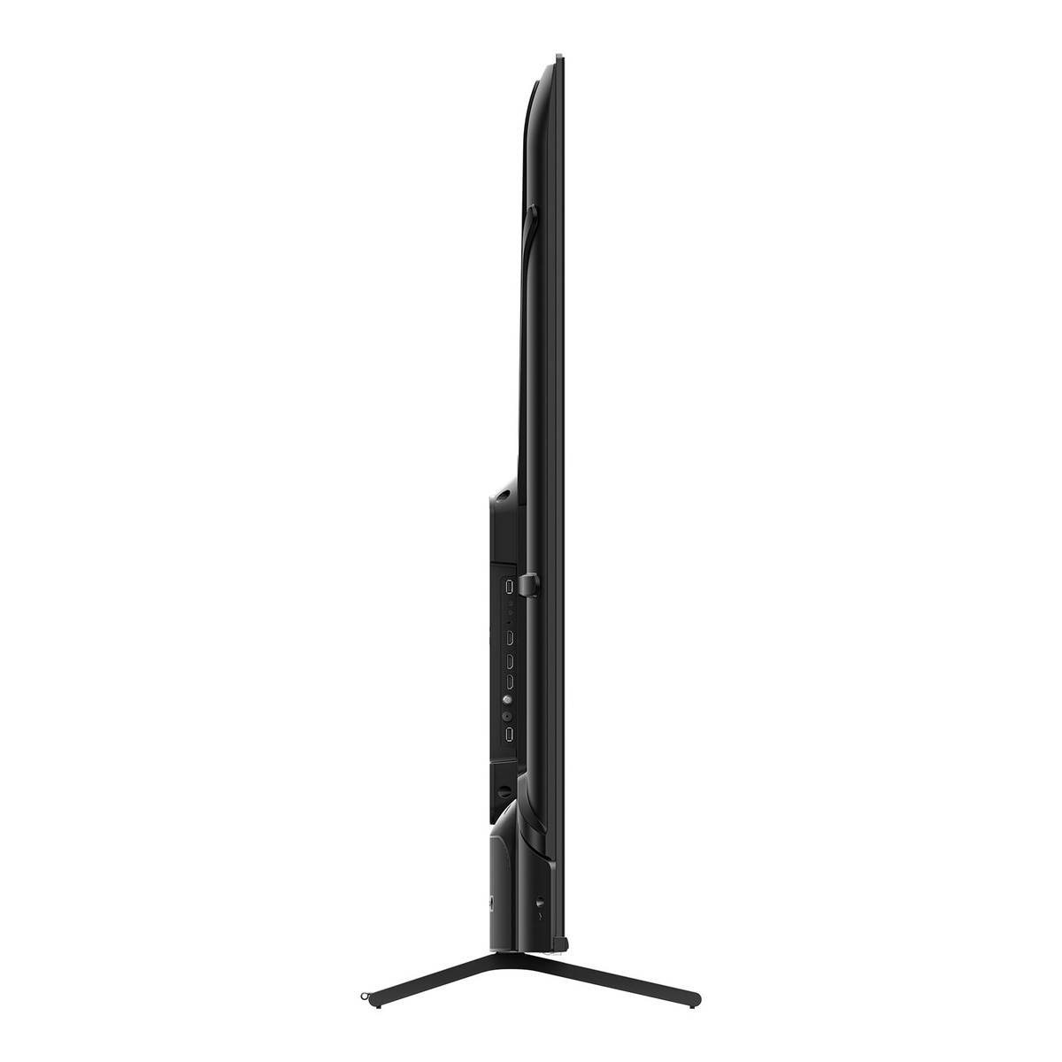 Side profile of the Toshiba 50-inch TV showing slim design and rear ports area.