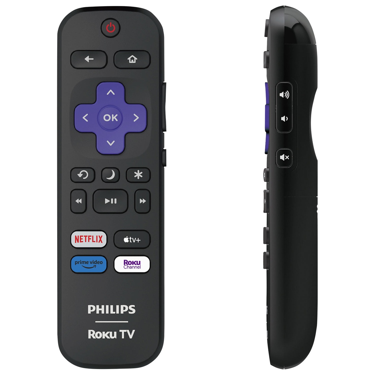 Philips Roku TV remote with quick-access buttons