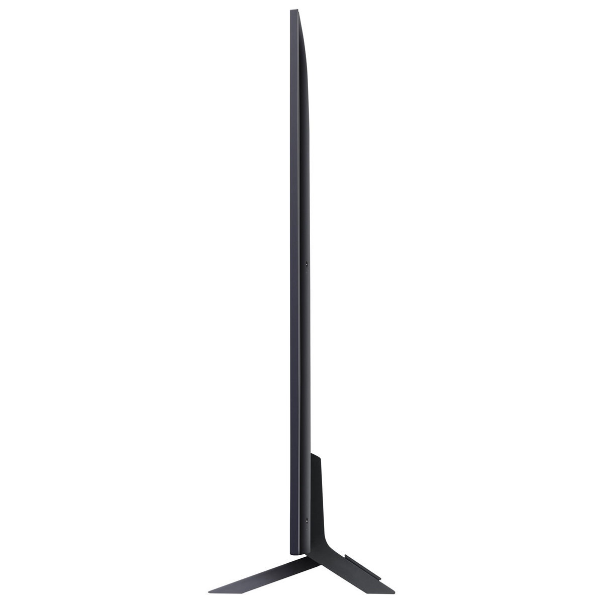 Side profile of LG 65-inch QNED TV showing slim design on stand