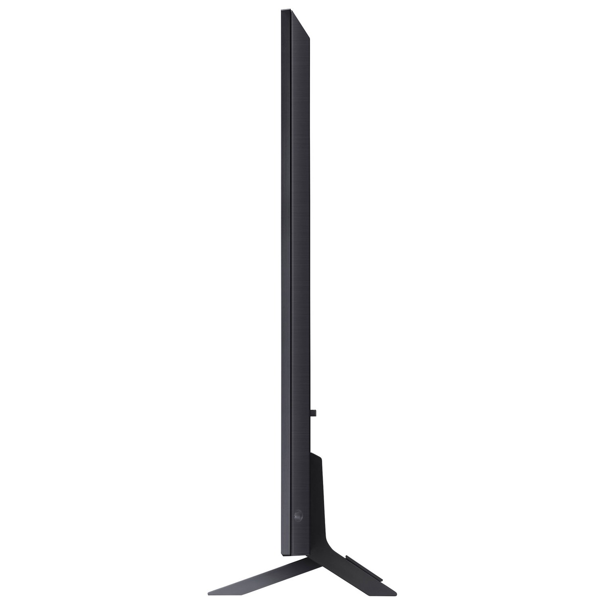 Slim side profile of LG 65QNED90TUA showing thin bezel and stand