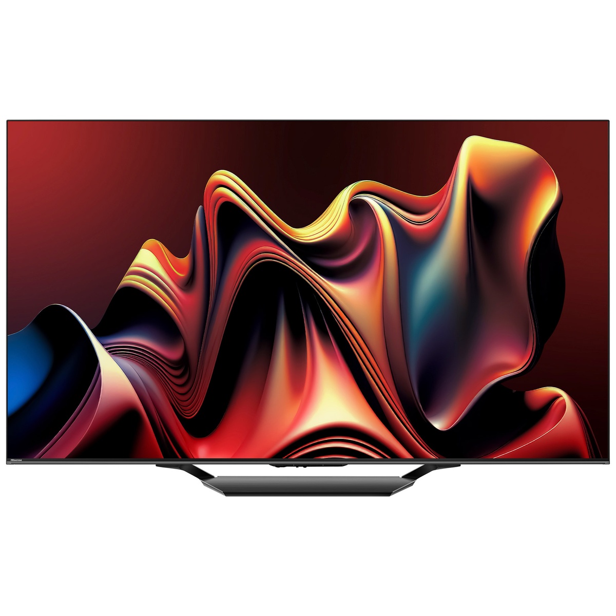 Front view of Hisense 65U78N TV displaying vibrant abstract colors on its bezel‑thin screen