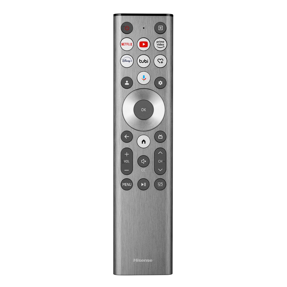 Hisense smart remote with quick app buttons and voice control