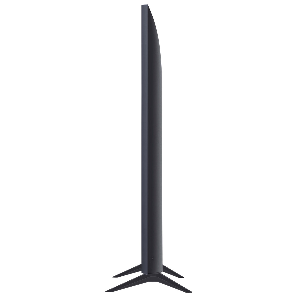Slim side profile of LG TV with minimalist stand