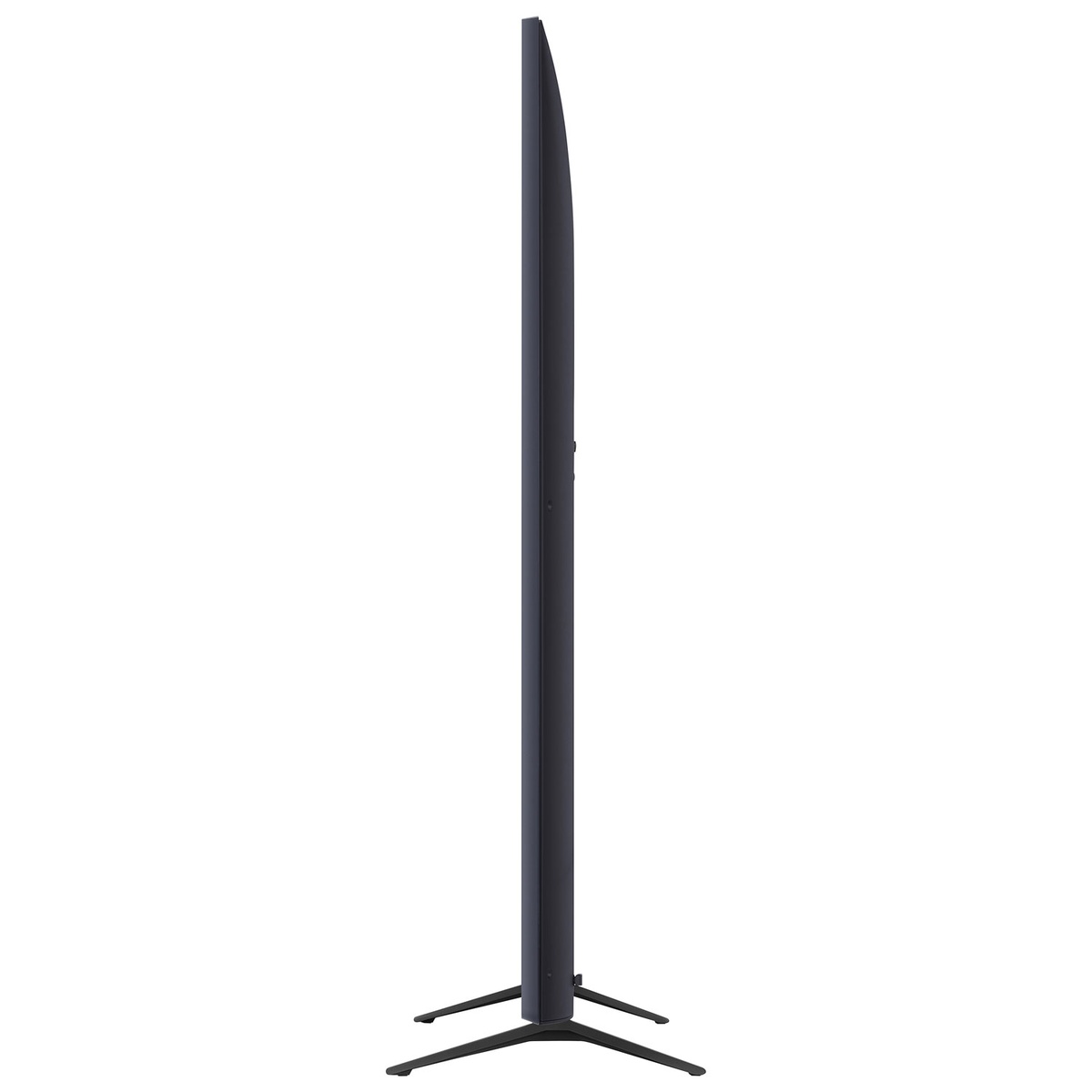 Side profile of LG 86-inch TV showing slim design and stand