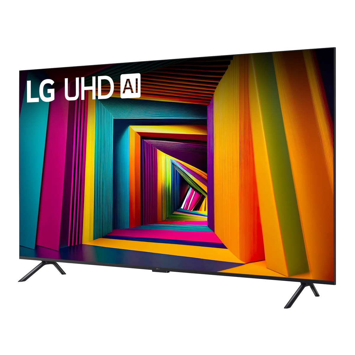 LG 98-inch UHD TV shown on stand from front angle displaying vivid 4K picture