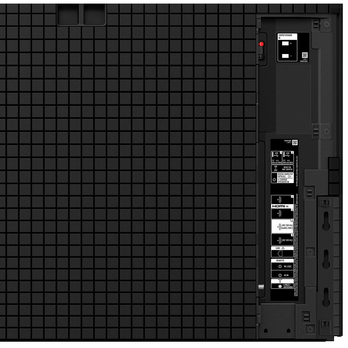 Rear input panel of Sony A95L showing HDMI and connectivity ports