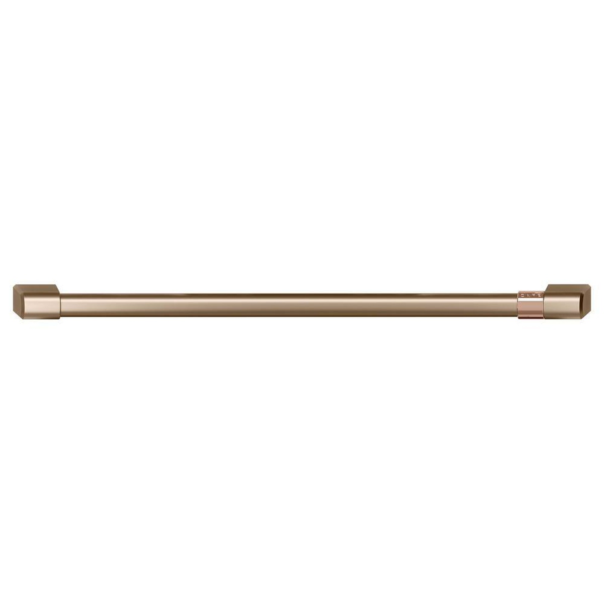 Brushed bronze oven handle bar with squared ends and subtle accent ring