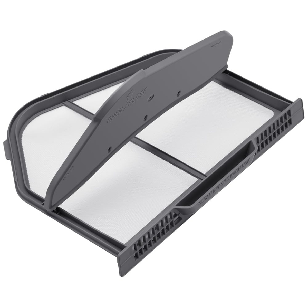 Close-up of the dryer's dual lint filter with easy-grip handle