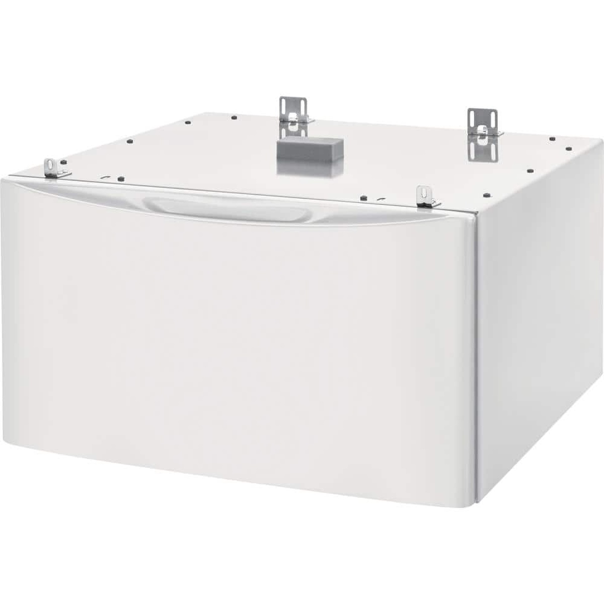Angled view of the pedestal with mounting brackets on top surface