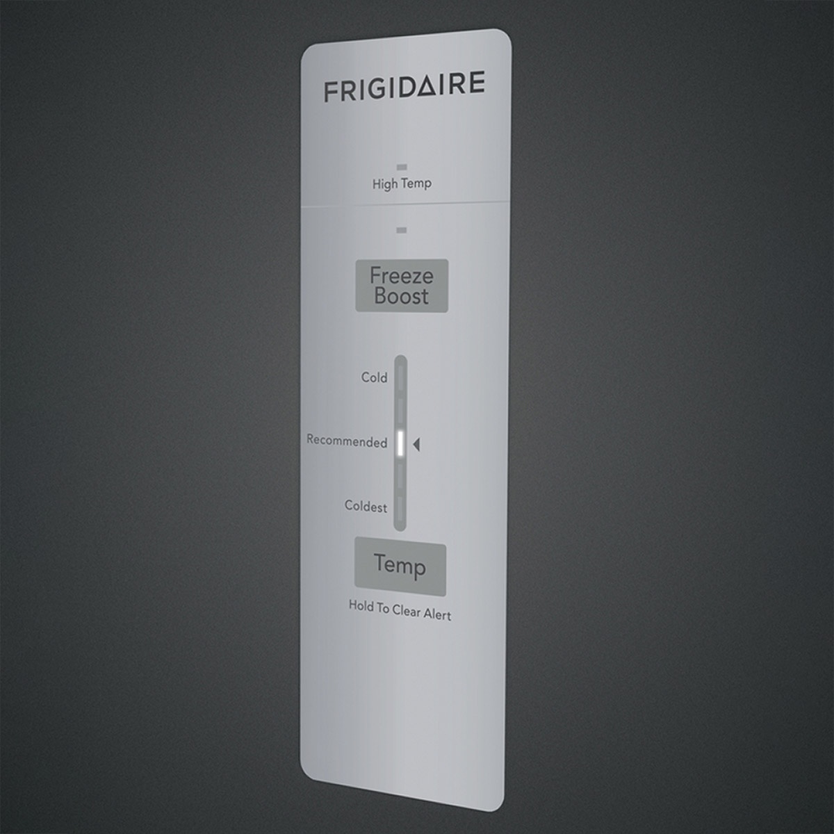 Close-up of external control panel with Freeze Boost and temperature slider.