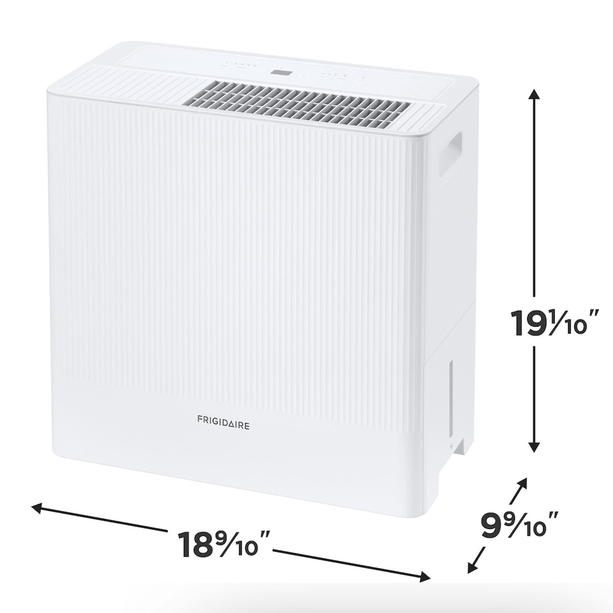 Graphic showing the unit’s compact overall dimensions in inches