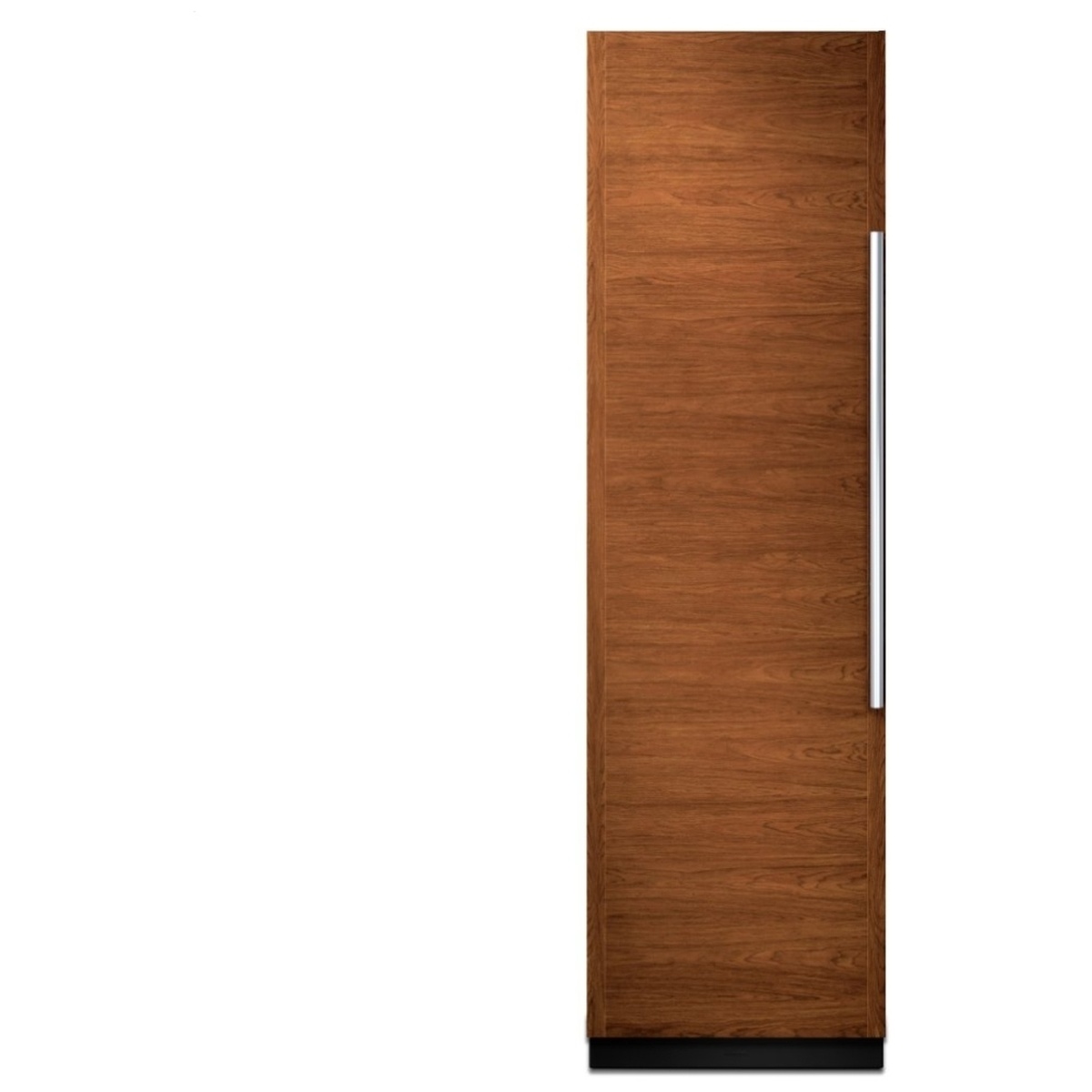 Panel-ready JennAir column refrigerator with wood cabinet panel and long handle