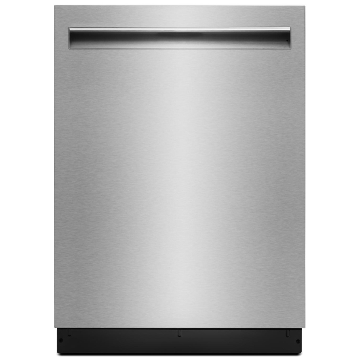 Stainless steel JennAir dishwasher front with pocket handle