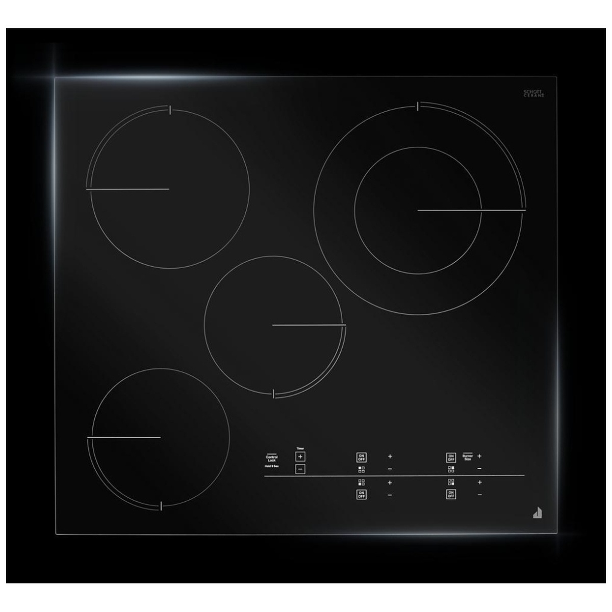 Sleek black-glass cooktop set flush within the counter for a seamless look.