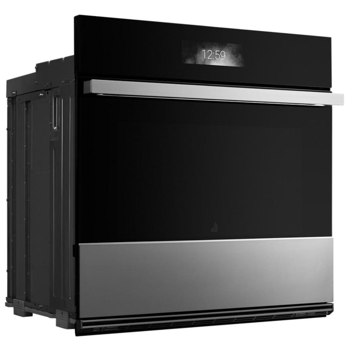 Angled view of the wall oven highlighting the slim handle and streamlined face.