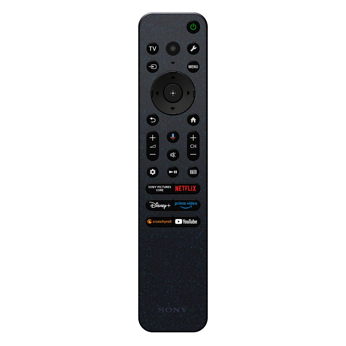 Sony remote control with dedicated streaming service buttons and navigation keys.