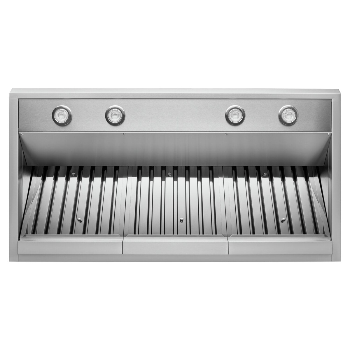 Underside view showing four LED lights and stainless baffle filters