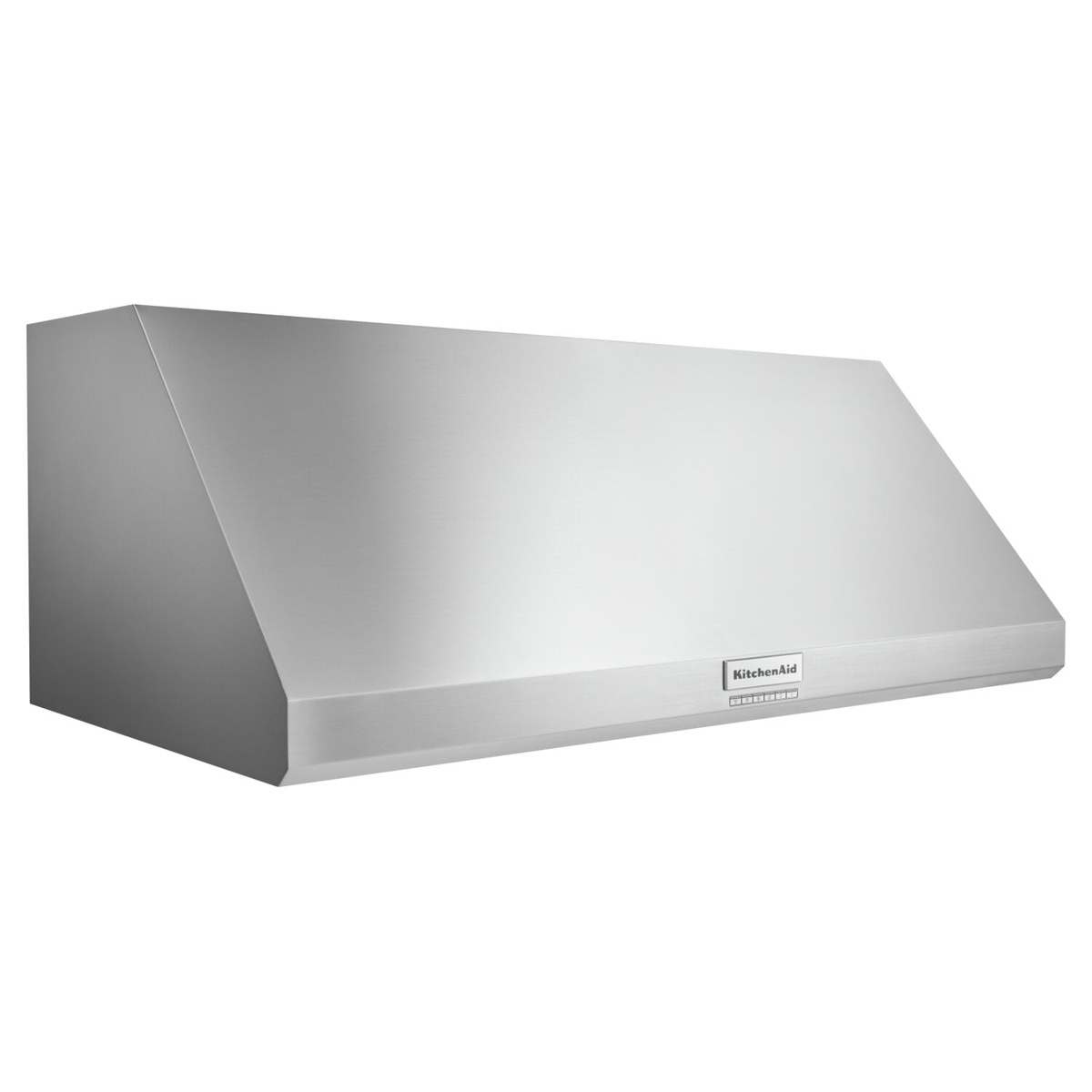 Stainless steel wall-mount canopy range hood angled front view