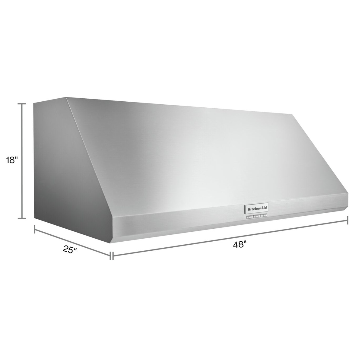 Dimension graphic showing 48-inch width, 25-inch depth, 18-inch height