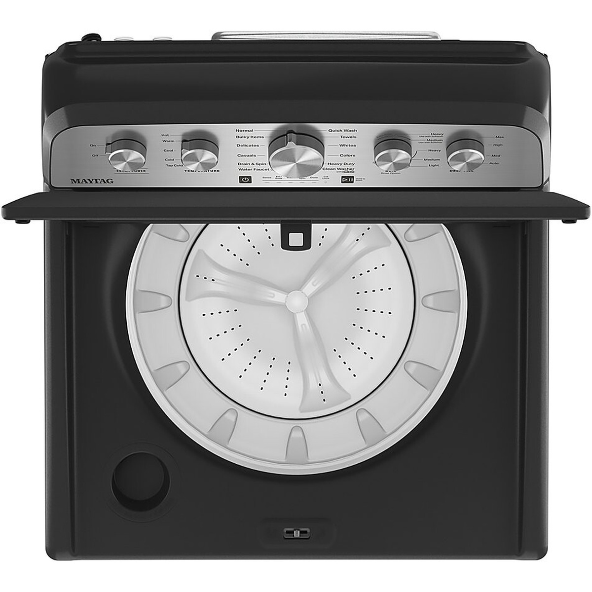 Top view of washer interior showing the wash plate/impeller at the bottom