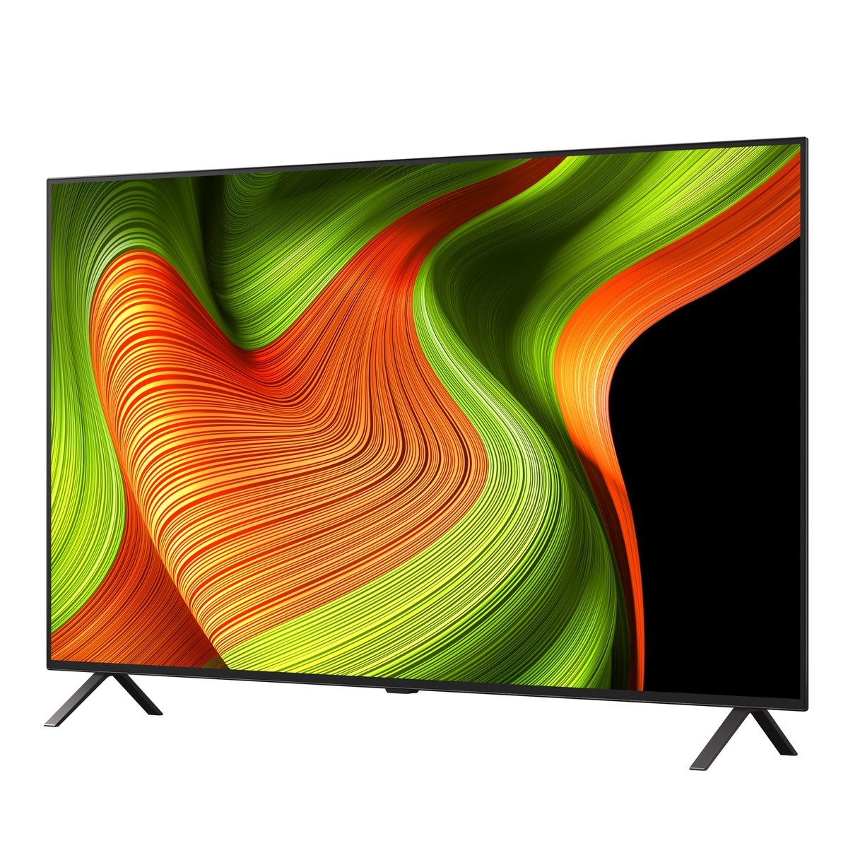 LG 65-inch OLED TV front angle view showcasing slim bezels and vivid OLED evo panel