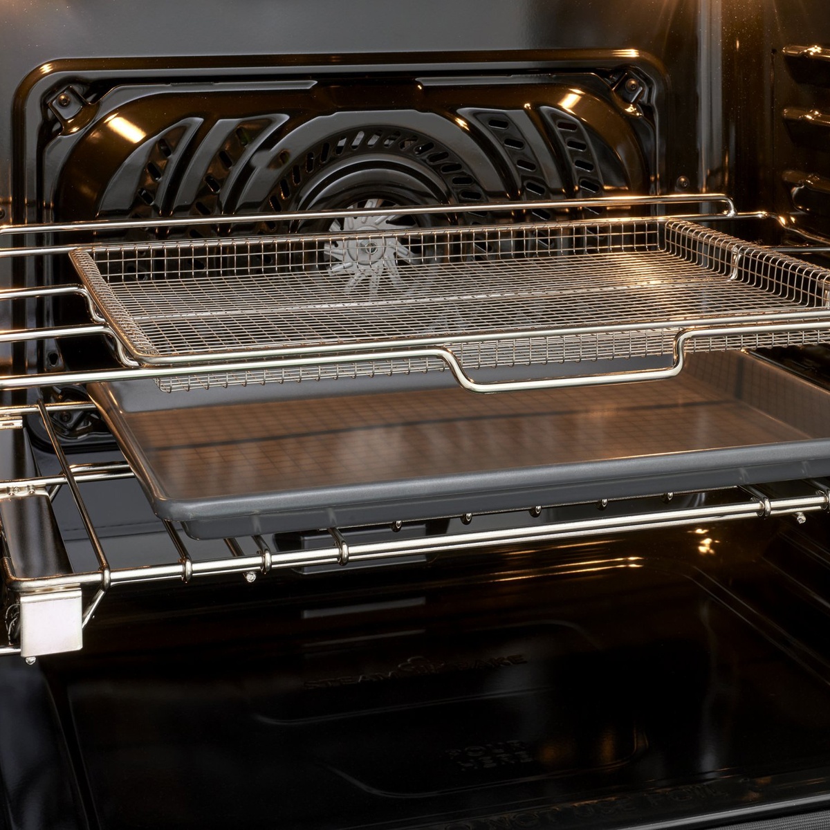 Included ReadyCook air fry tray installed in oven for crisping