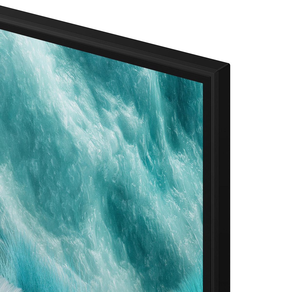 Close-up of the TV's narrow bezel around the screen