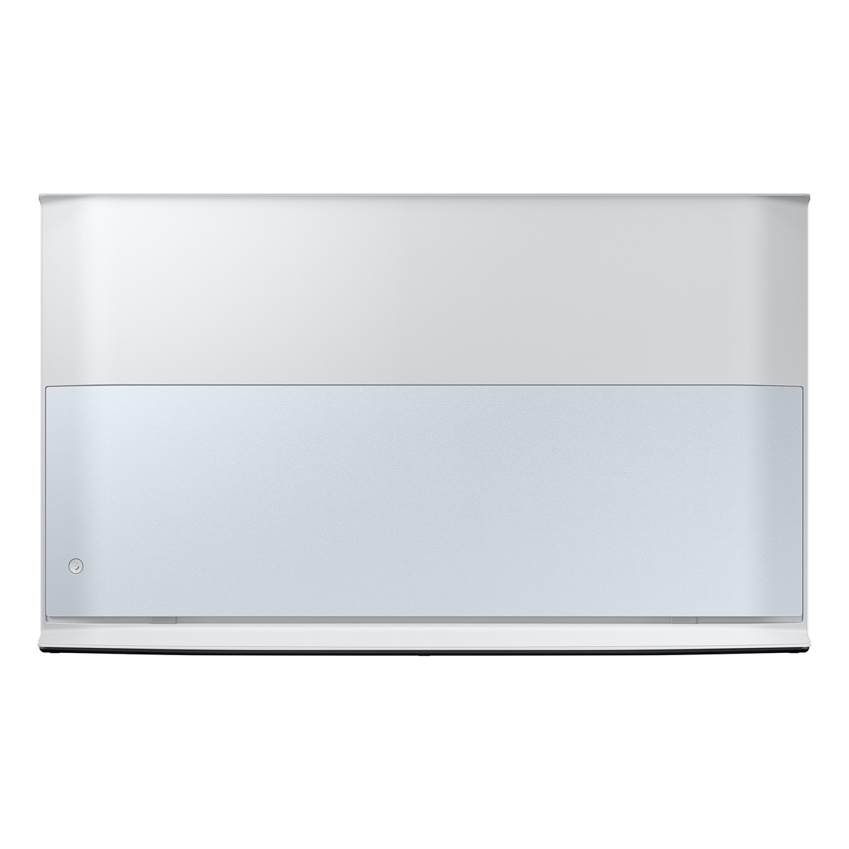 Rear view of The Serif TV showing the clean two-tone back panel for 360-degree design.