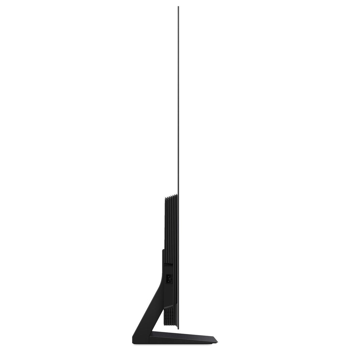 Ultra-thin side profile of the Samsung TV on its stand