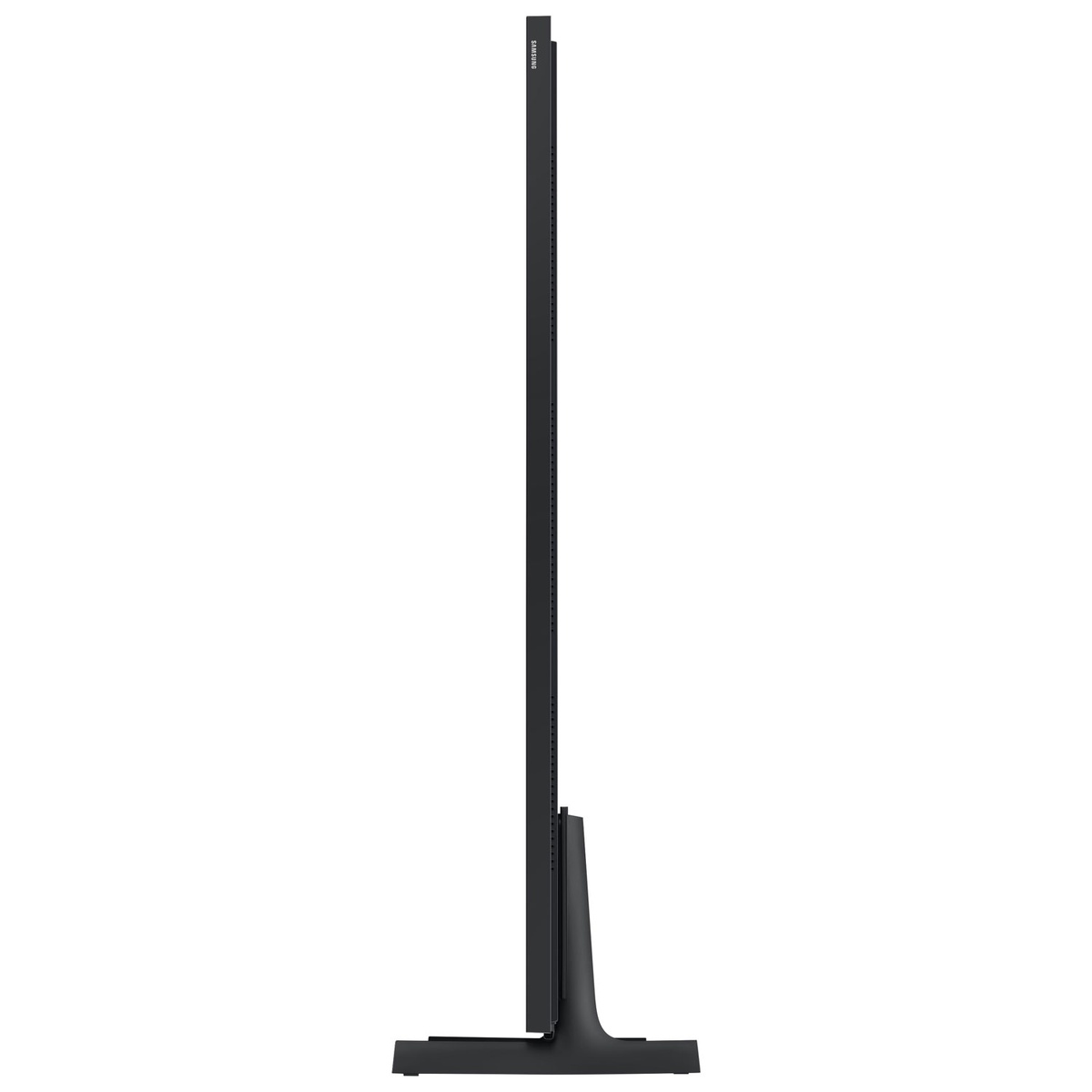 Ultra-slim side profile of Samsung The Frame TV on stand