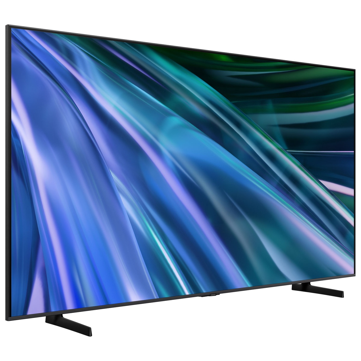 Angled view of Samsung QN80D 65-inch Neo QLED TV on dual feet