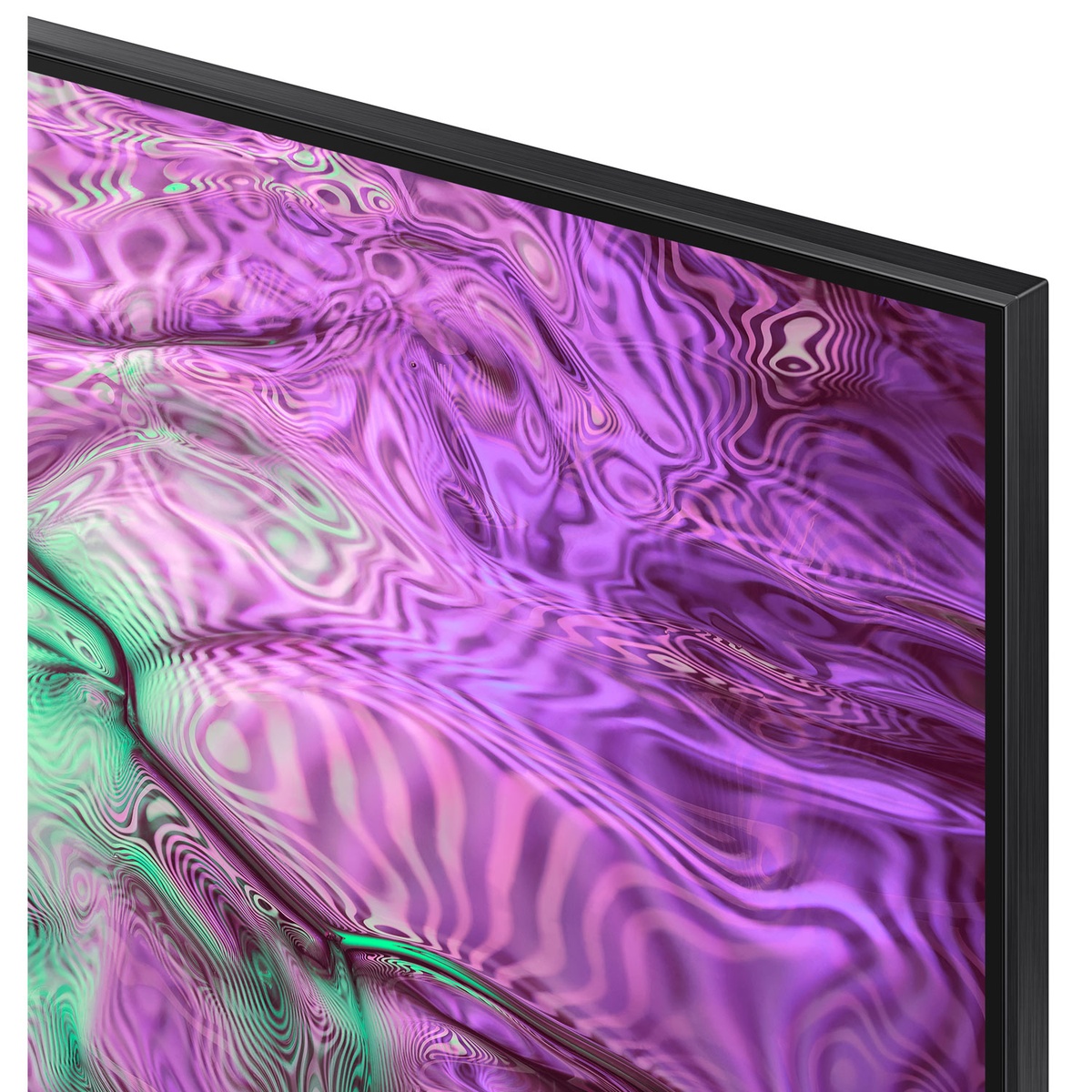 Close-up of the TVs slim bezel and panel corner
