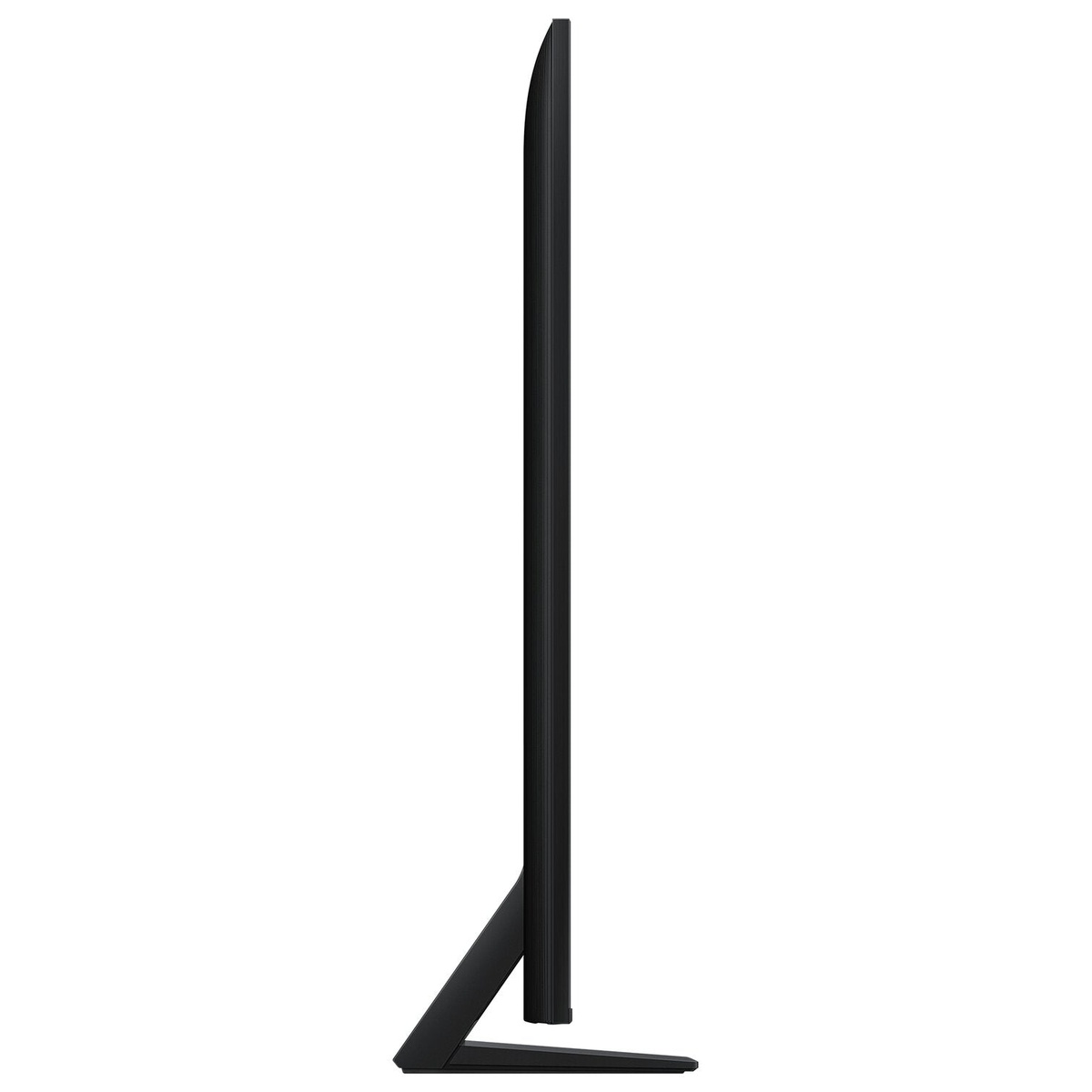 Side profile of the TV showing an ultra-slim design and stand