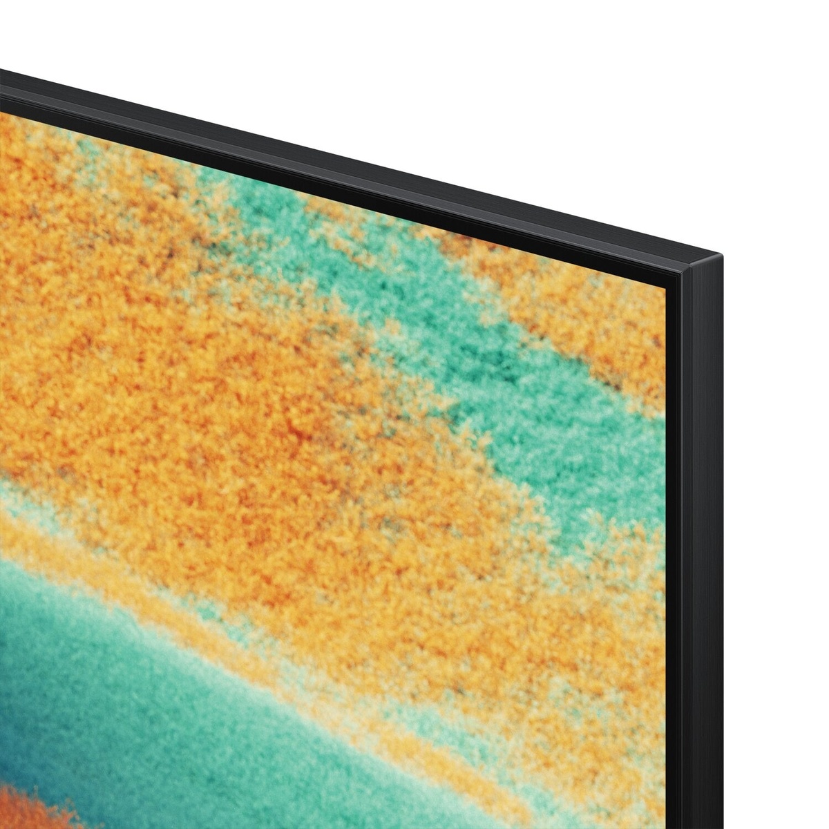 Close-up of the TVs thin bezel and corner