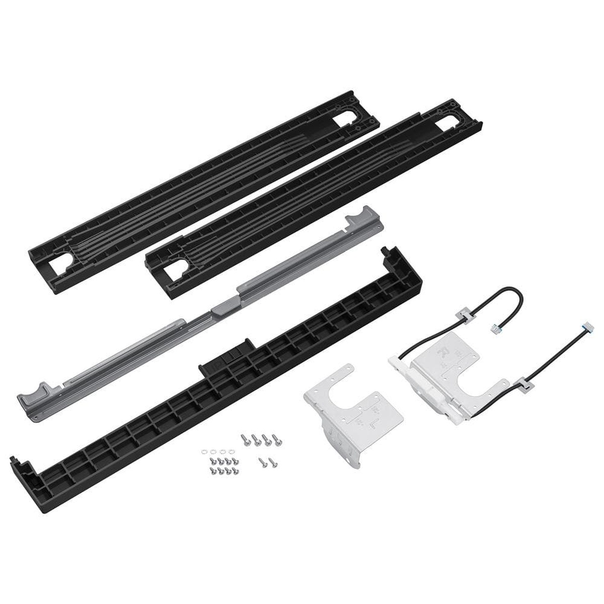 Included hardware: rails, brackets, screws and connectors for Samsung stacking kit