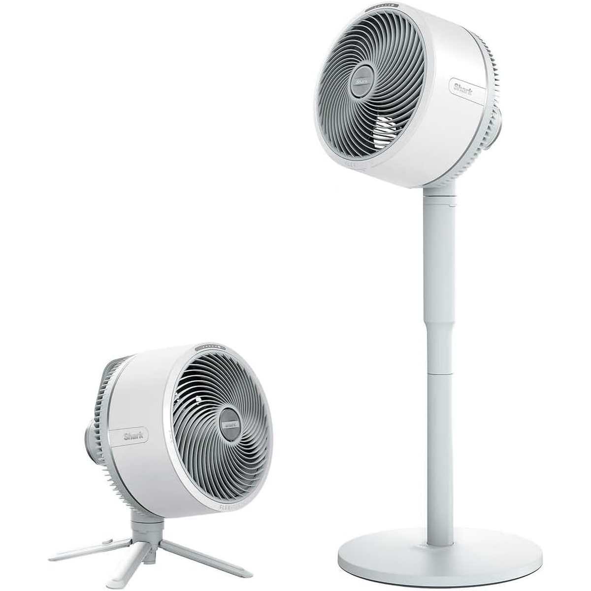 Shark FlexBreeze shown as tabletop fan and as pedestal fan side by side