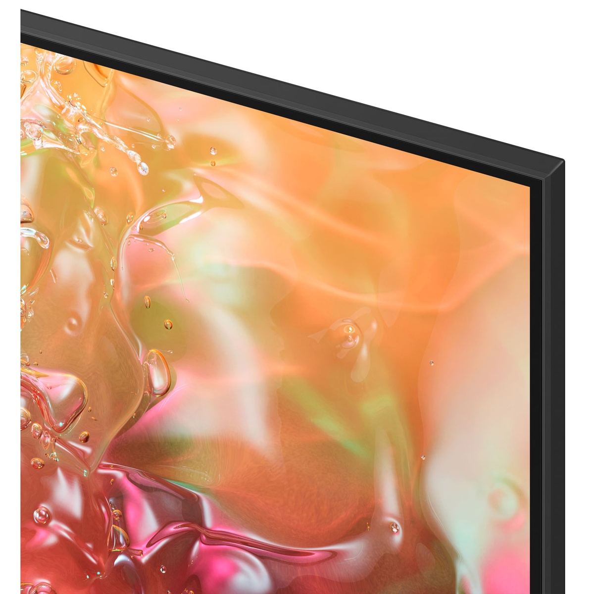 Close-up of TV bezel highlighting screen and finish