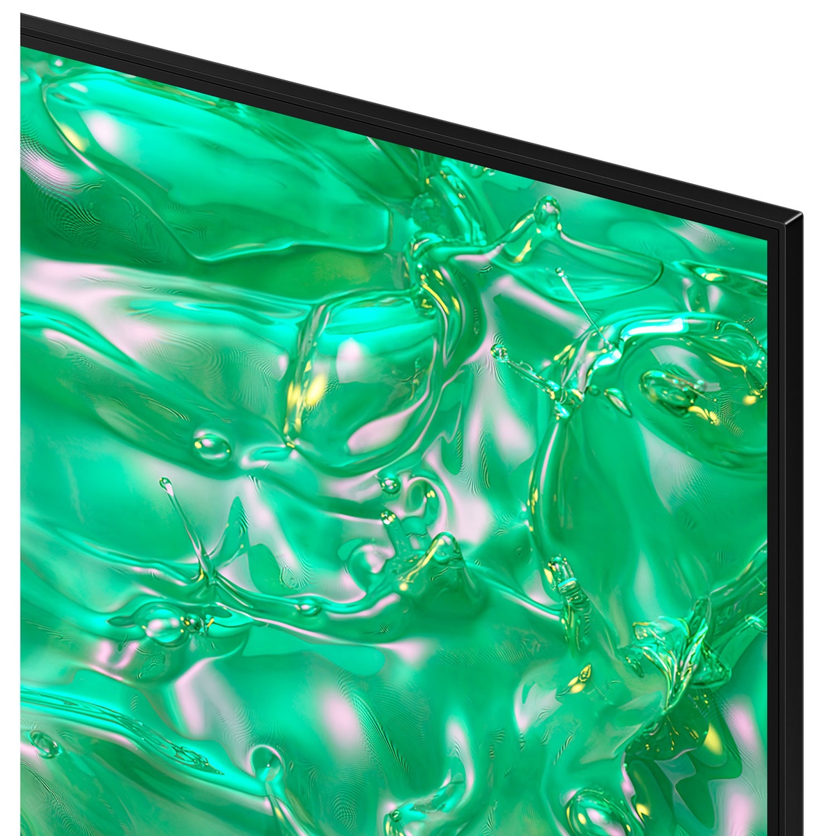 Close-up of the TV bezel and screen showing detailed color texture.