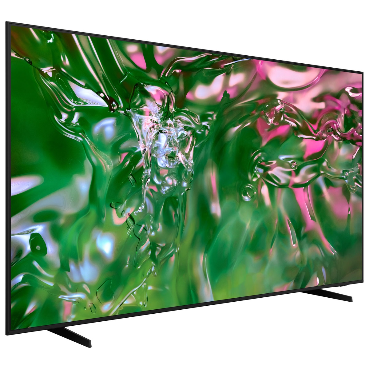 Three-quarter angle of the Samsung TV highlighting on-screen contrast and colour