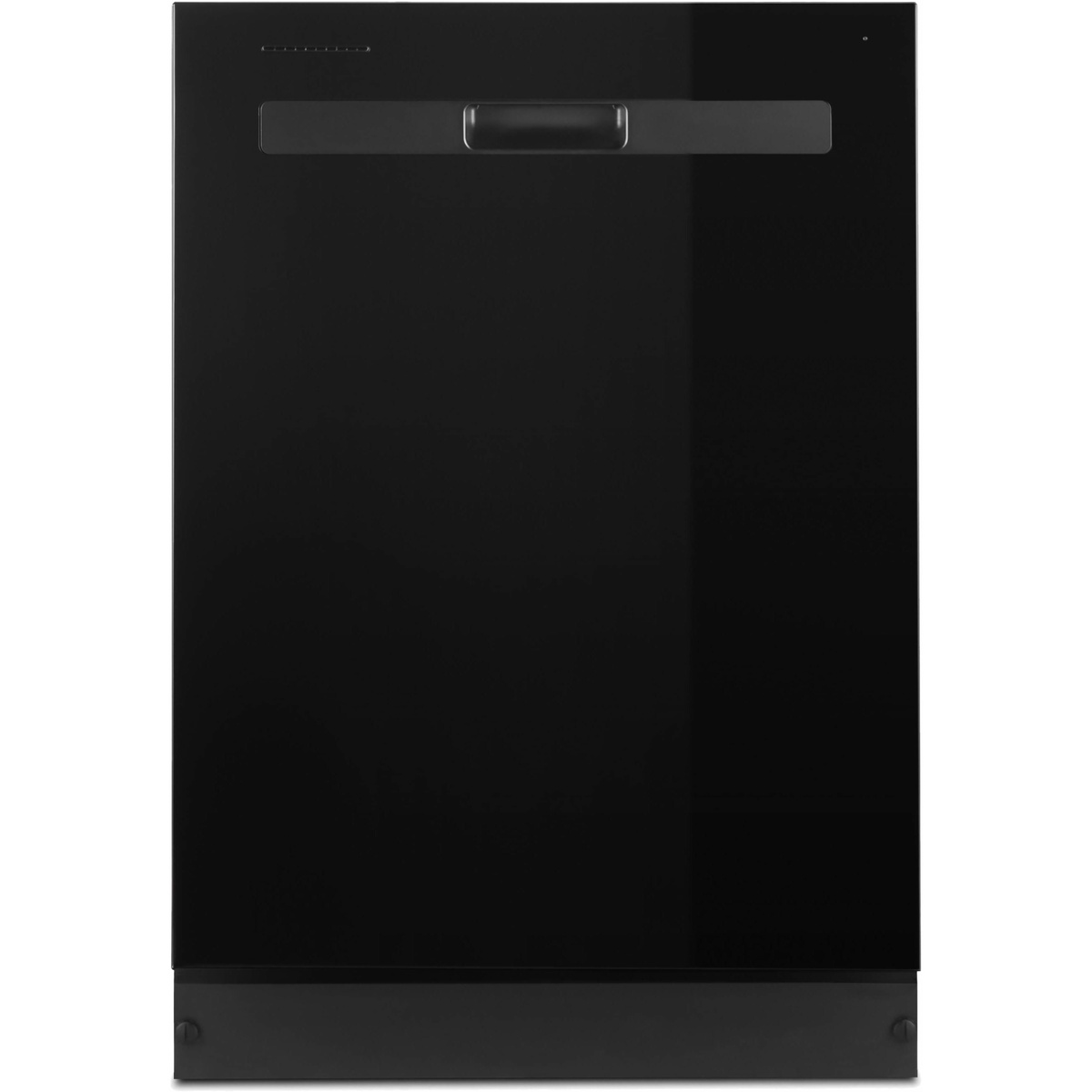 Black built-in dishwasher front with pocket handle