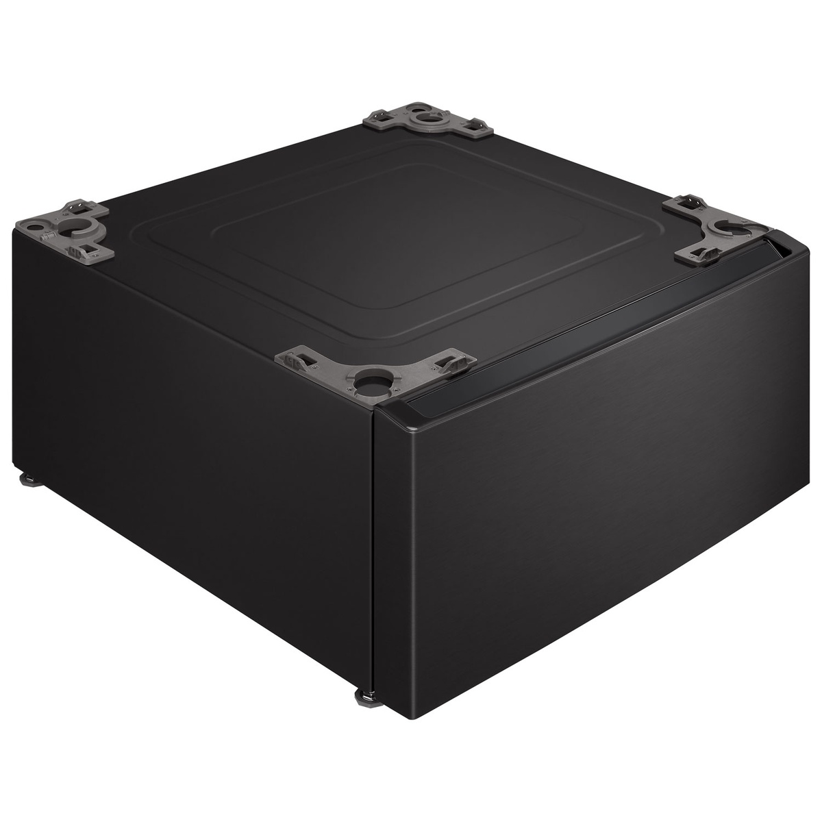 LG WDP6B pedestal in black steel angled view.