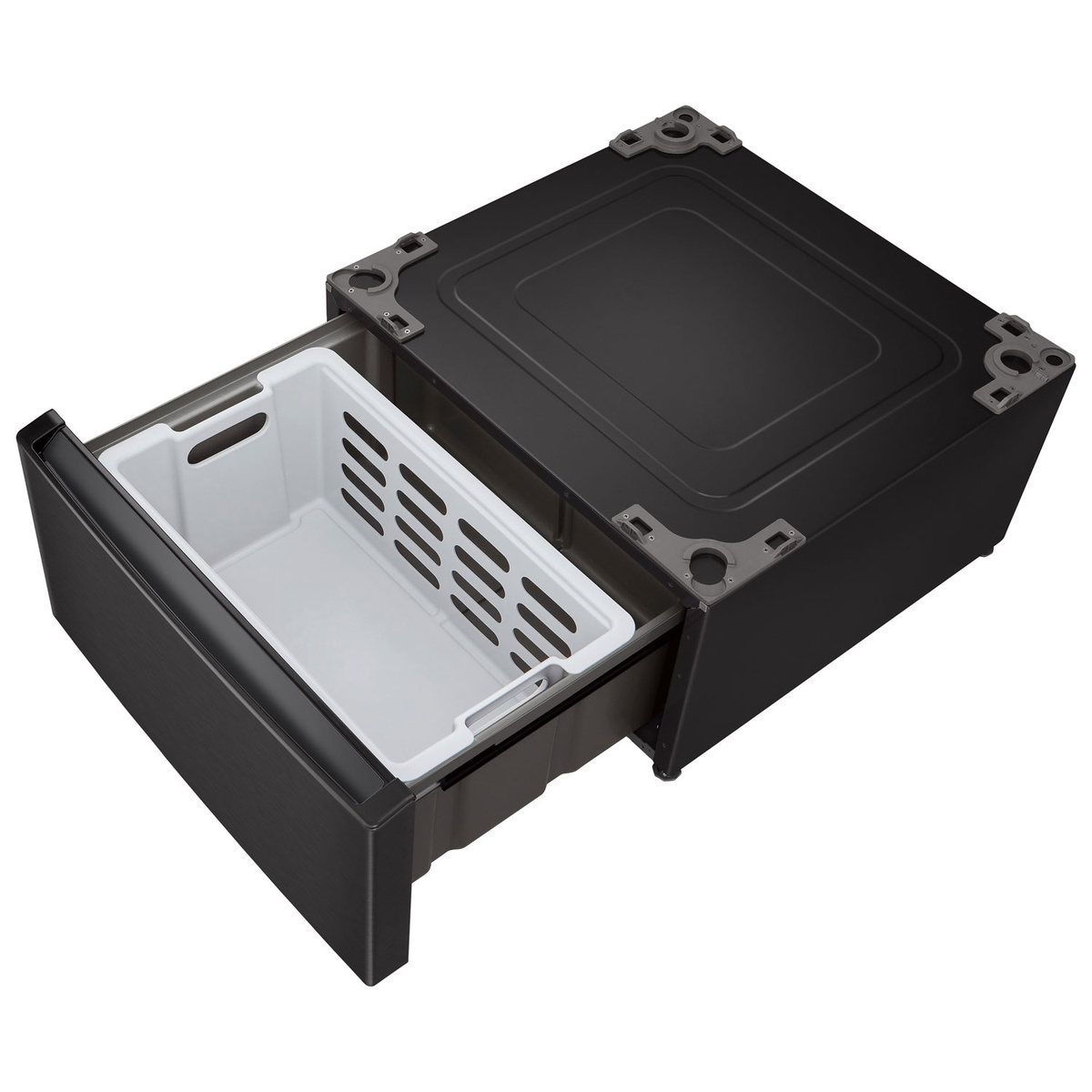 Top-down view of LG WDP6B drawer fully extended with basket.