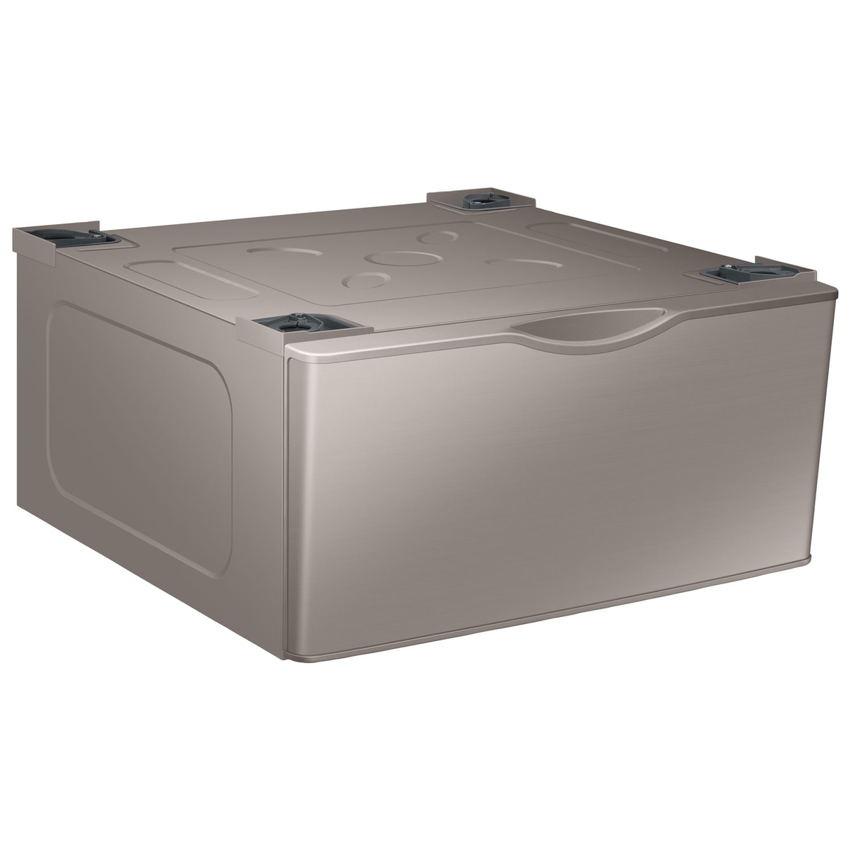 Angled view of the Samsung pedestal showing sturdy construction and top mounting points