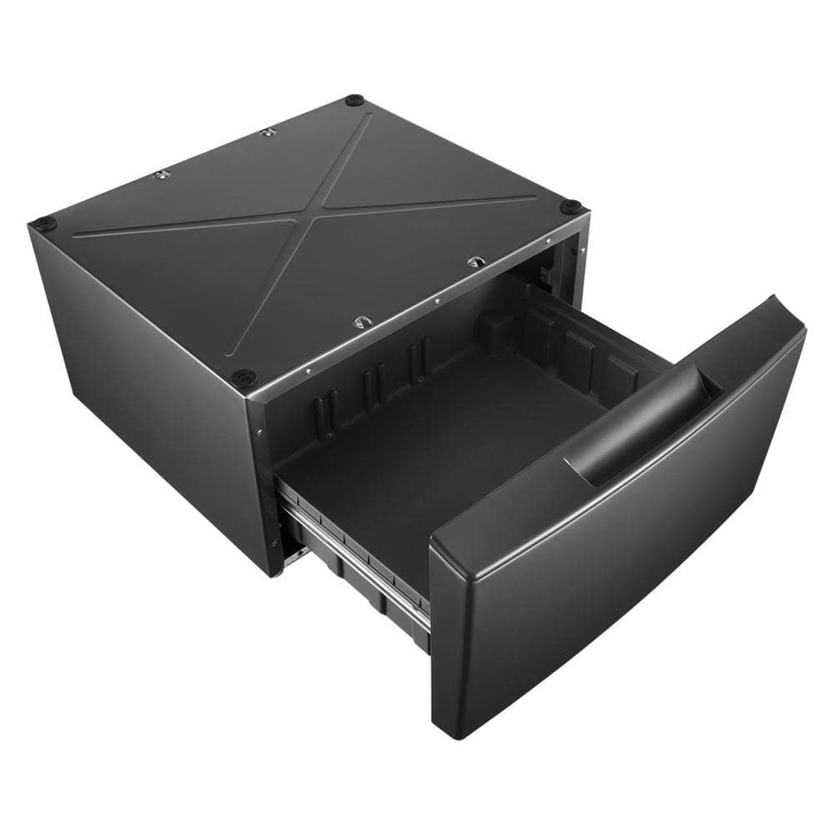 Open pedestal drawer showing spacious storage area