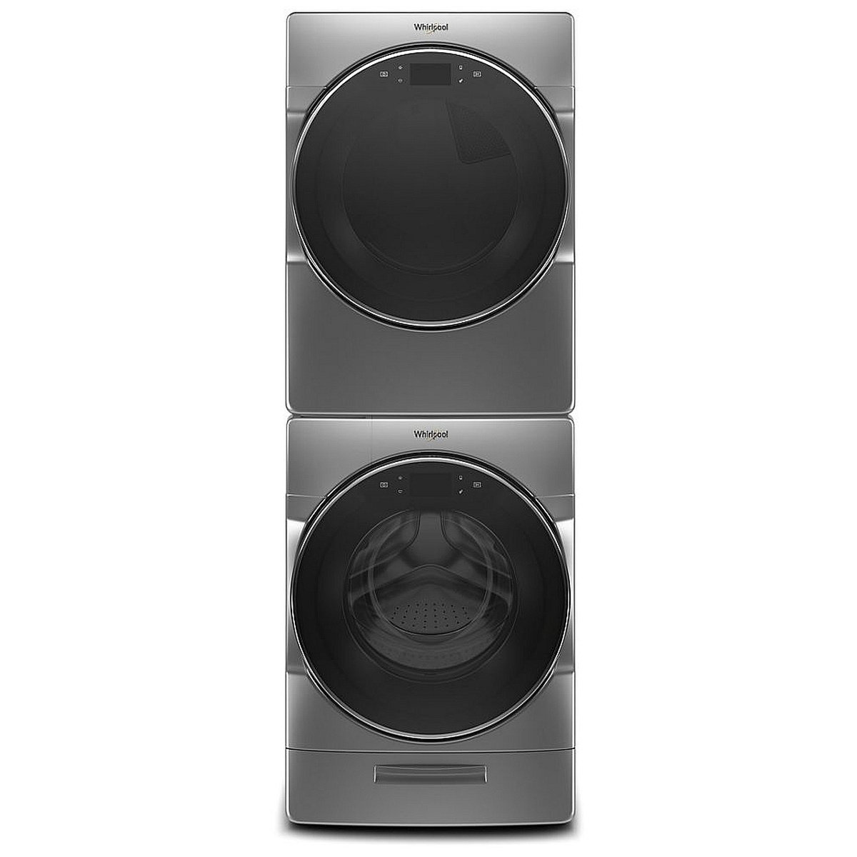 Washer and dryer stacked to save floor space