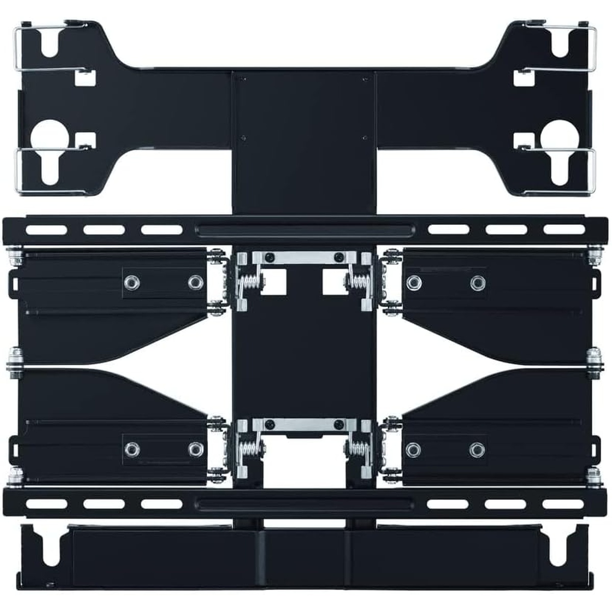 Front view of Samsung full‑motion slim wall mount showing low‑profile frame and multiple mounting slots