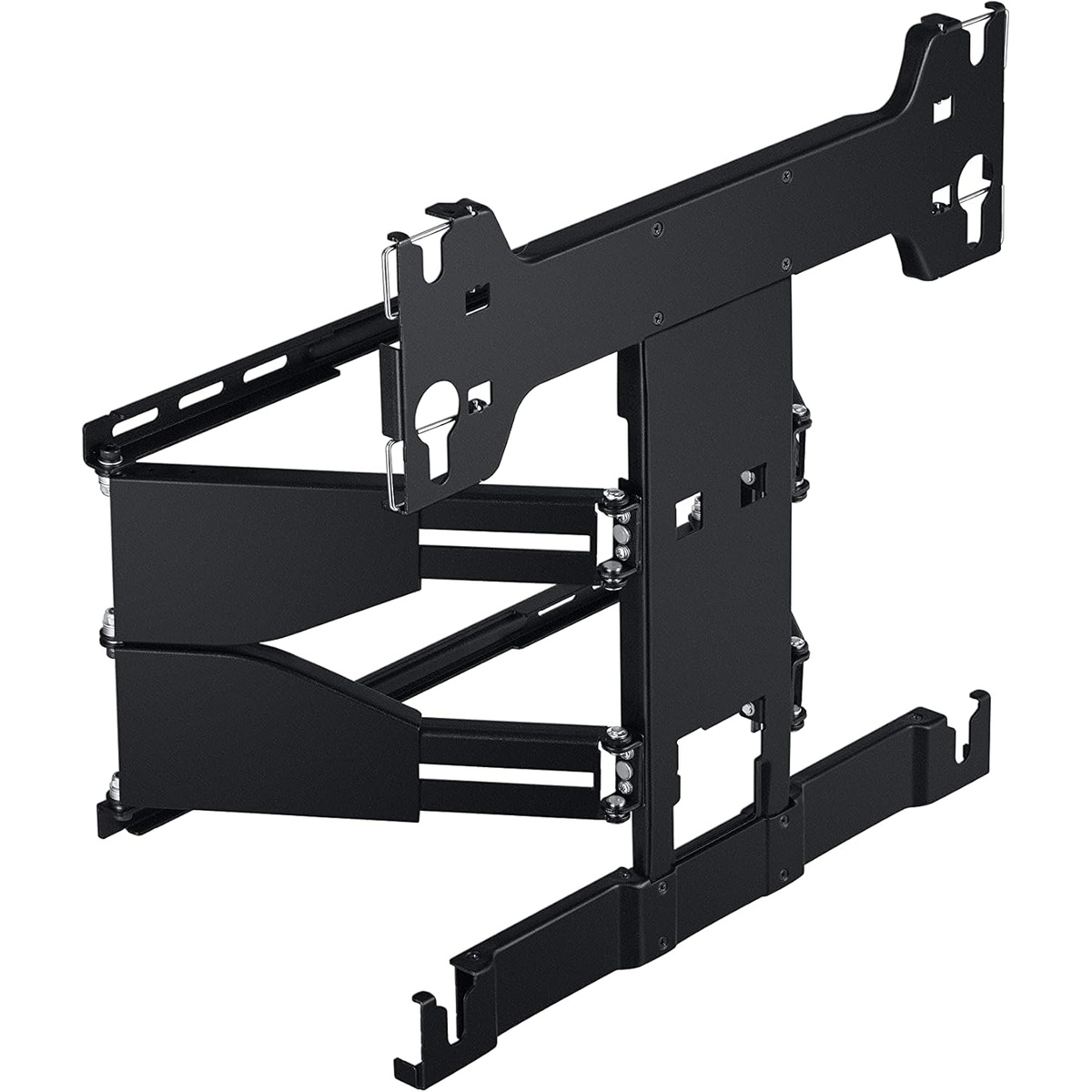 Wall mount extended showing articulated arms for left‑right adjustment and tilt