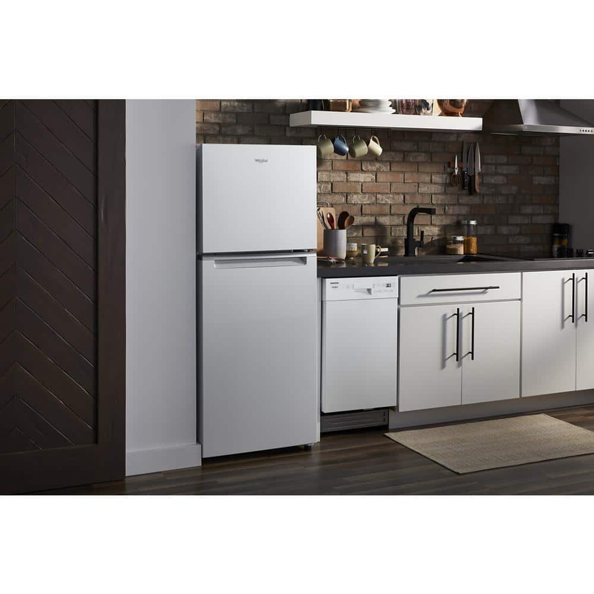 Counter-depth refrigerator shown installed flush with cabinetry in a modern kitchen.
