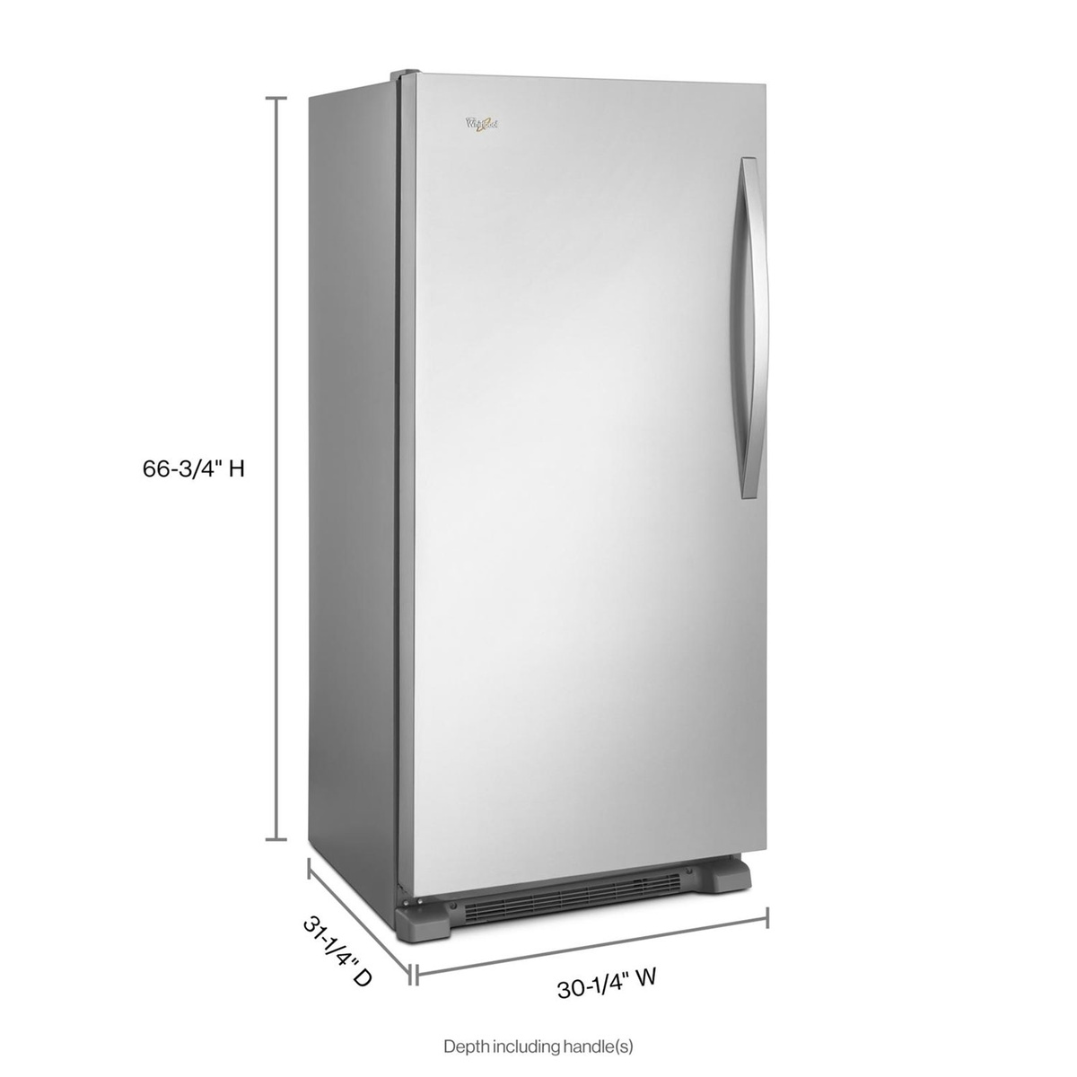 Exterior view with dimensions annotated: 66-3/4 inches height, 30-1/4 inches width, 31-1/4 inches depth