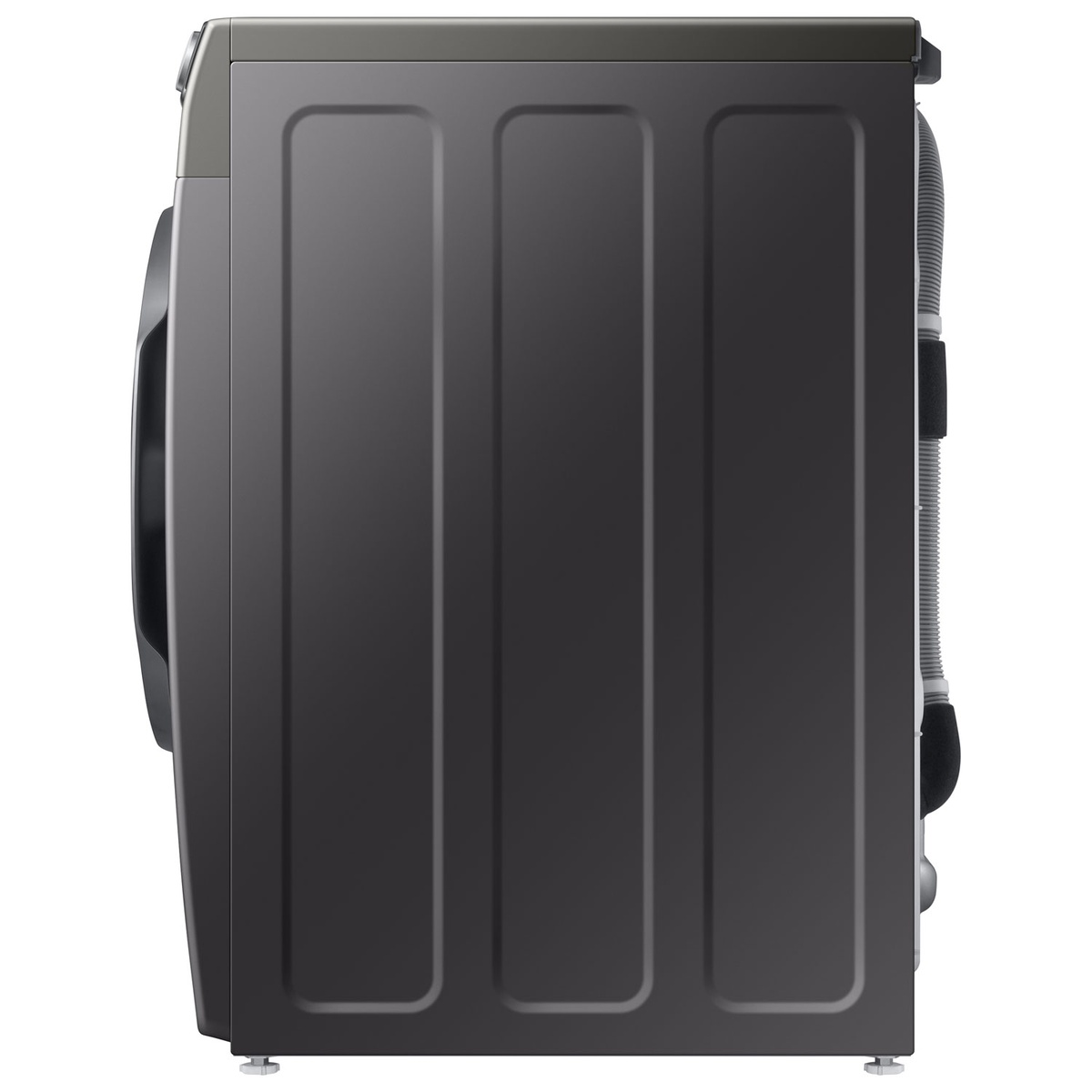 Side profile of the washer highlighting slim, shallow-depth cabinet.